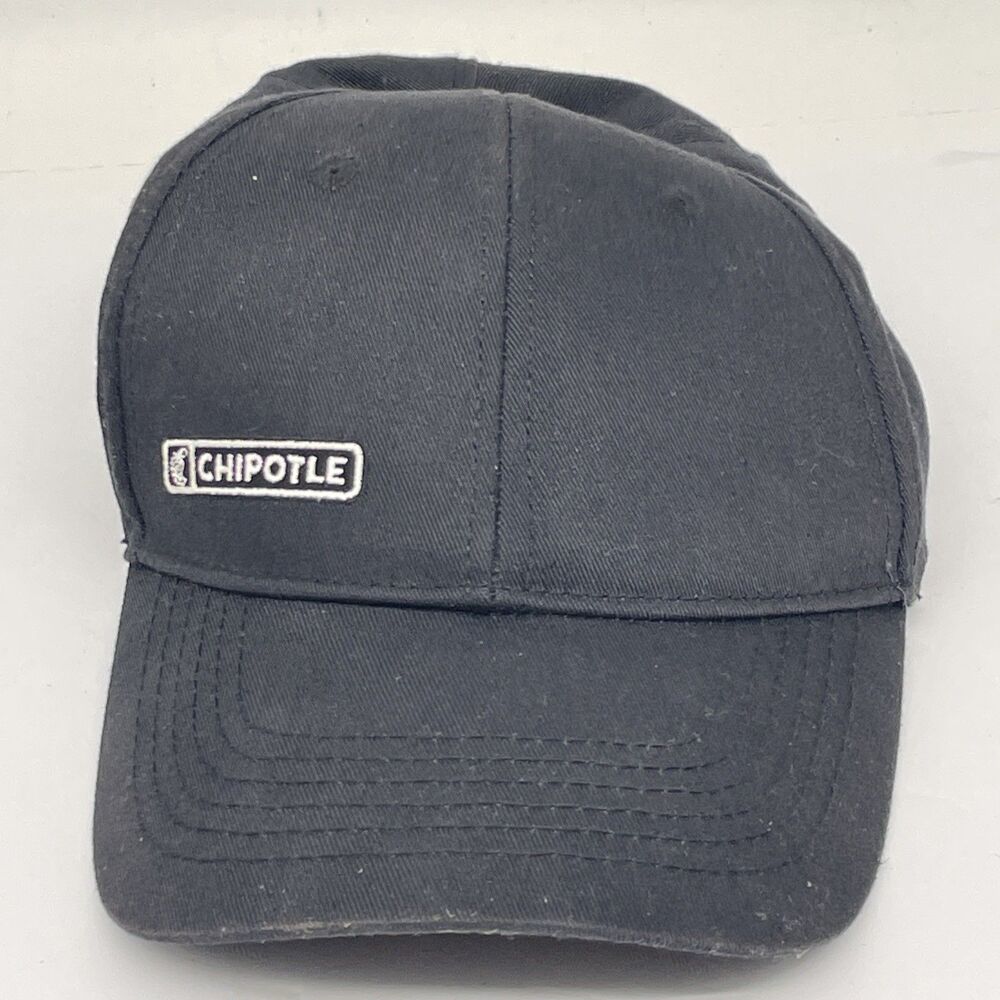 CHIPOTLE Employee Hat Cap Adult OS Black Adjustable Embroidered 100% Cotton